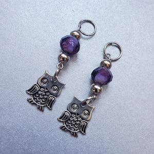 Silver Owl Stitch Markers
