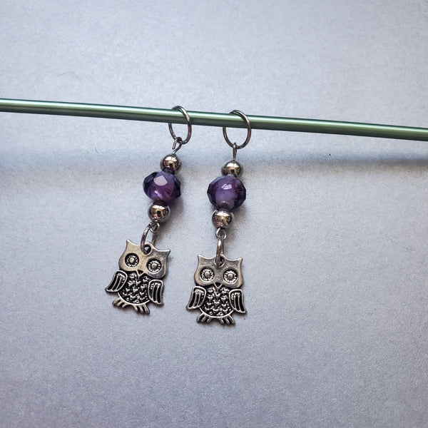Silver Owl Stitch Markers